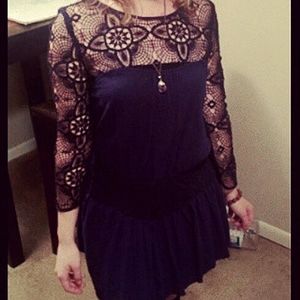 Free people crochet lace dark blue